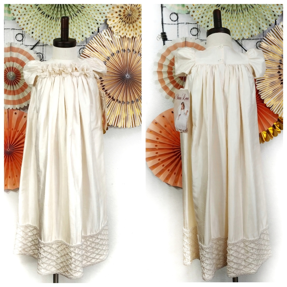 NWT Vintage 100% Silk Flower Girl Ocassion Dress